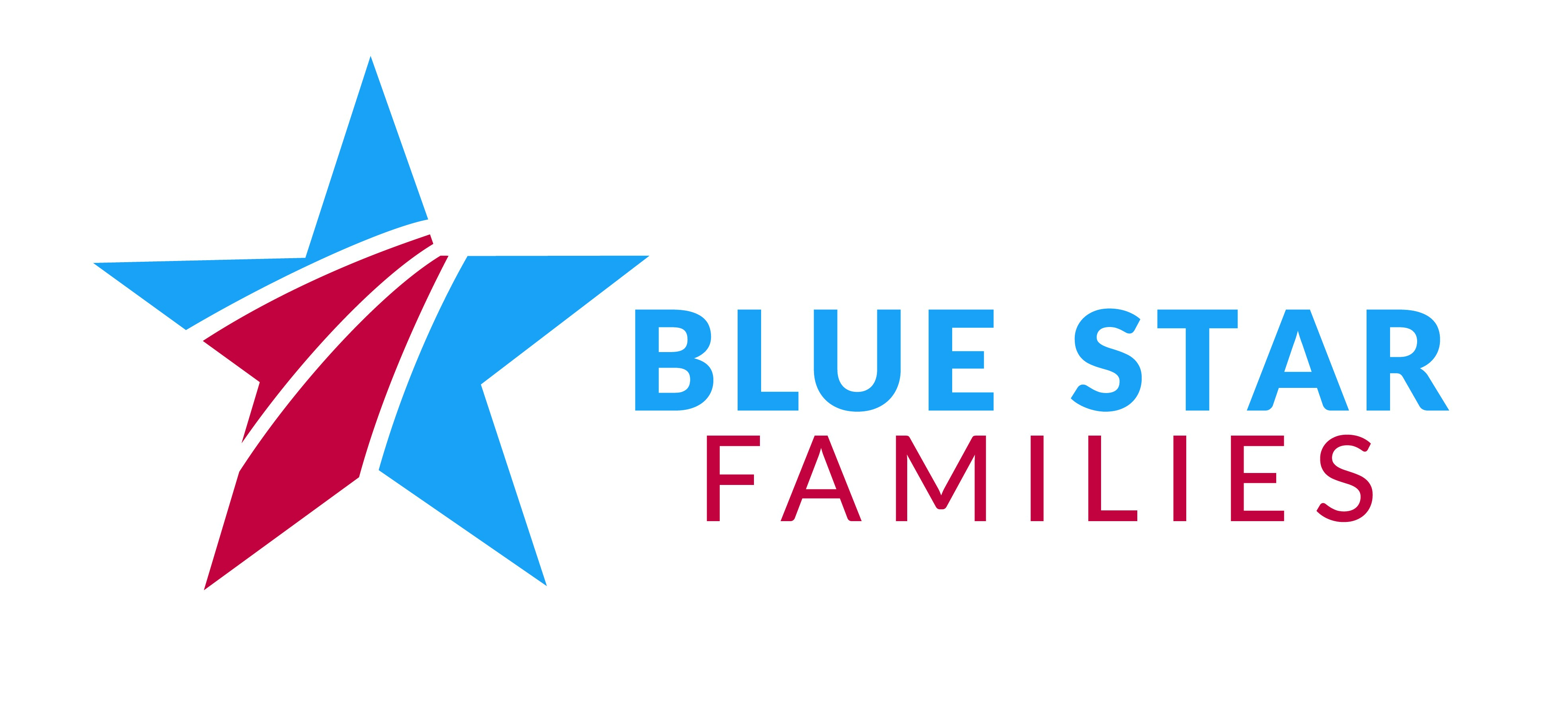 a logo in red white and blue of blue star families
